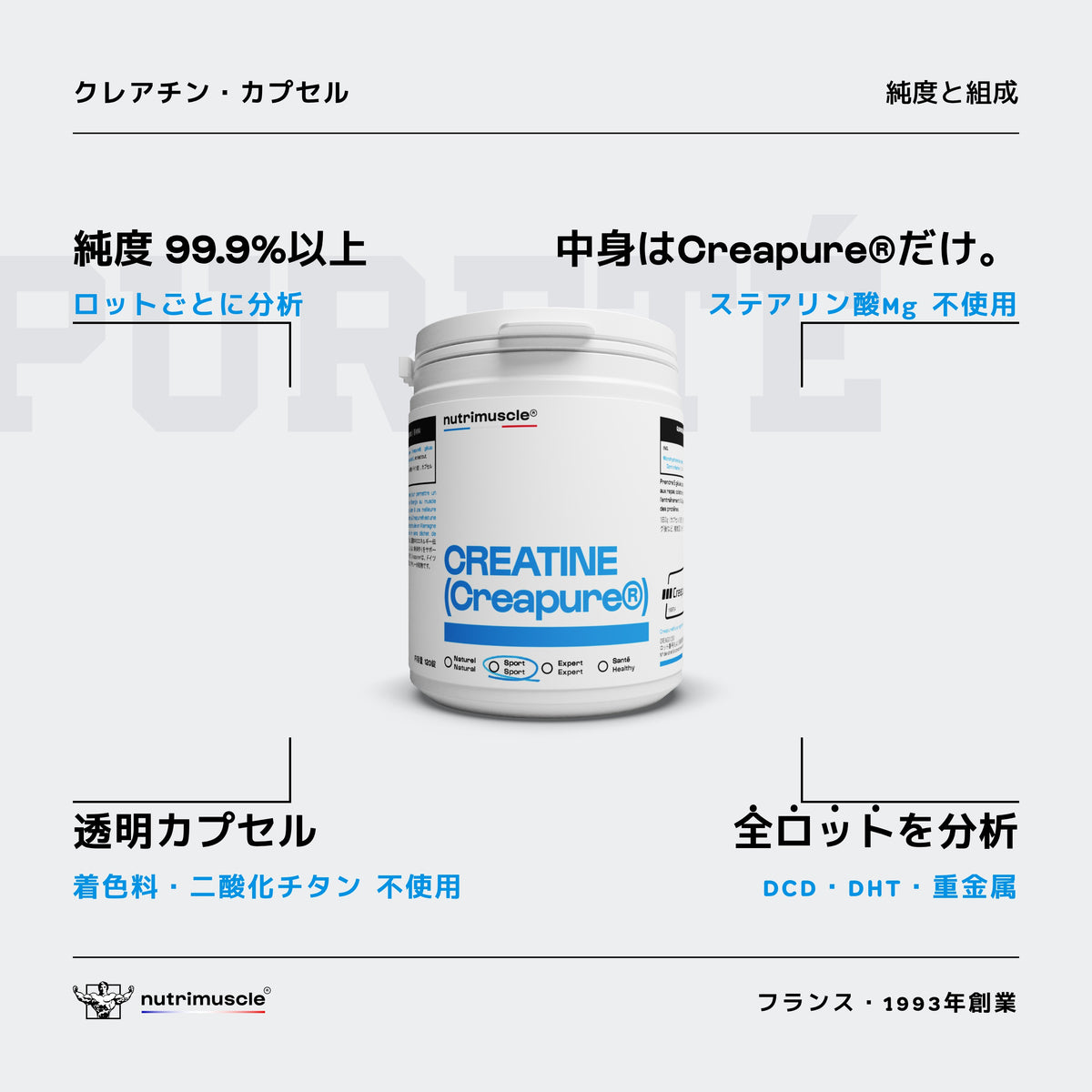 クレアチン (クレアピュア®) カプセルタイプ - ニュートリミュスクル Japan