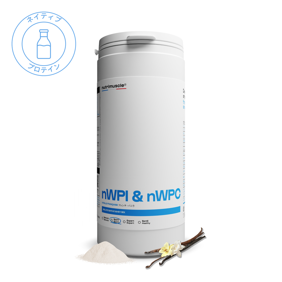 Nutrimuscle マッスルホエイ nWPI＆nWPC フレンチ・バニラ 500 g ボトル